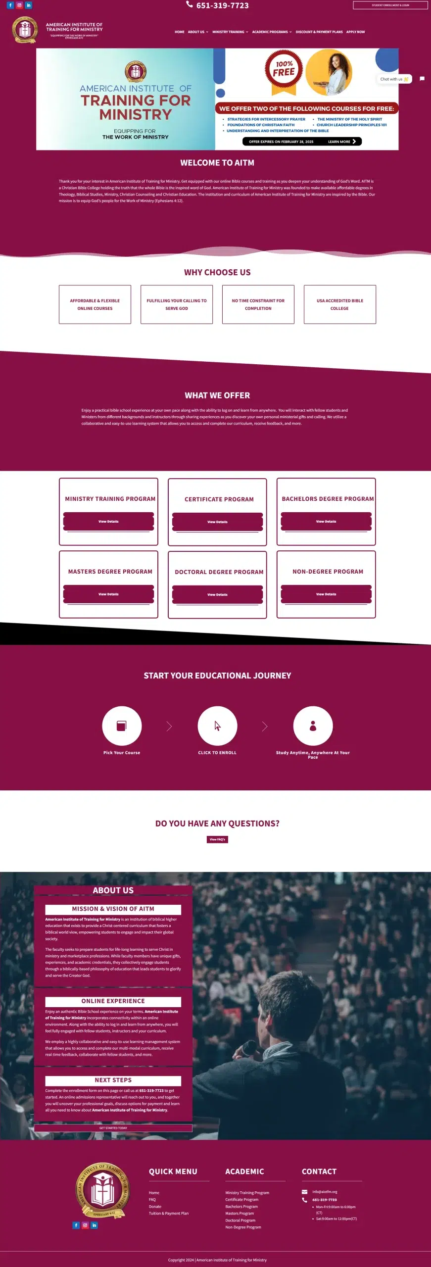 Our Bible School Website Portfolio 11 American Institute of Training for Ministry